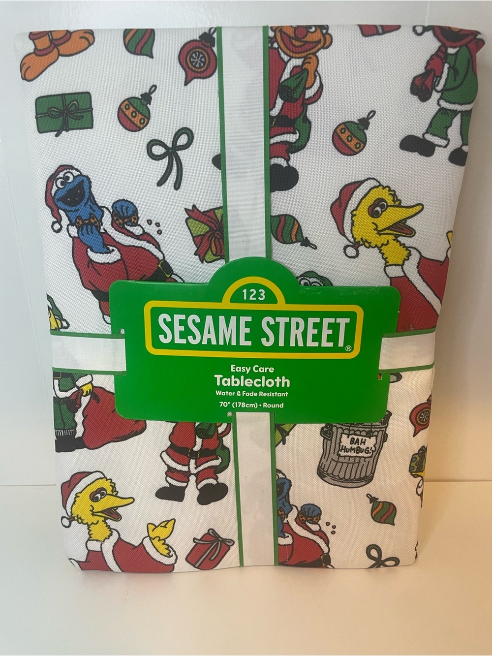 Sesame Street Christmas Holiday EasyCare Tablecloth 70” Round
